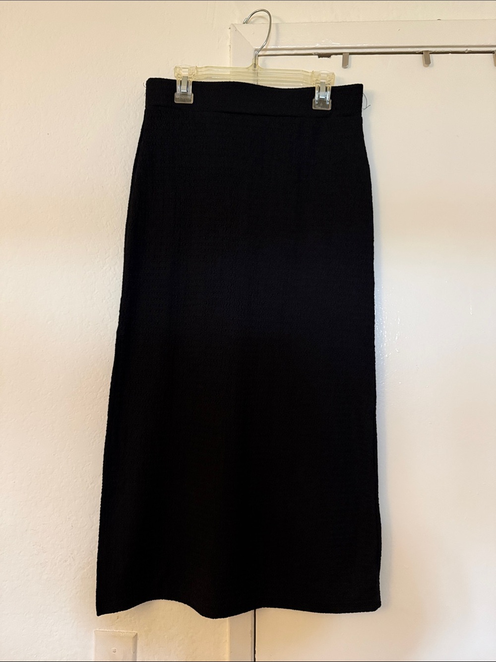SHEIN Black Midi Knit Pencil Skirt